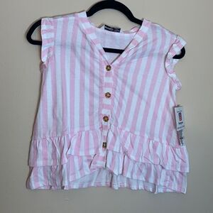 Kensie girl pink white top new with tags medium girls (D1)